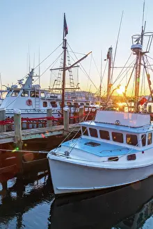 Landing Stage Prints: USA, Massachusetts, Cape Cod, Mid Cape, Hyannis, Hyannis Harbor at sunrise