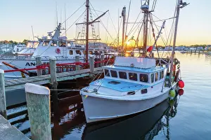 Landing Stage Prints: USA, Massachusetts, Cape Cod, Mid Cape, Hyannis, Hyannis Harbor at sunrise