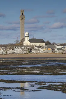 USA, Massachusetts, Cape Cod, Provincetown, town skyline with Provincetown Monument
