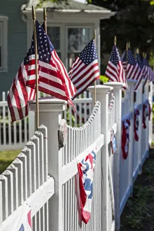 Flag Prints: USA, Massachusetts, Manchester By The Sea, Fourth of July, US flags
