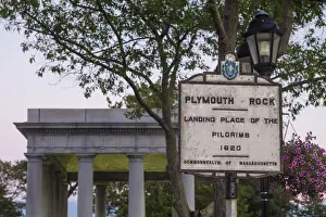 Plymouth Prints: USA, Massachusetts, Plymouth, Plymouth Rock building containing Plymouth Rock, memorial