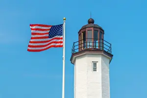 Stars And Stripes Prints: USA, Massachusetts, Scituate, Cedar Point, Scituate Lighthouse