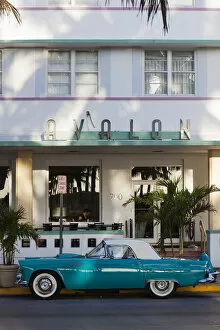 Americana Gallery: USA, Miami Beach, South Beach, Ocean Drive, Avalon Hotel and 1957 Thunderbird car