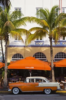 Images Dated 17th June 2015: U.S.A, Miami, Miami Beach, South Beach, Ocean Drive, Orange and white Chevrolet car