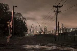 Mississippi River Prints: USA, Midwest, Missouri, Route 66, St. Louis, view to city from east St. Louis