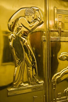 Elevator Collection: USA, Minnesota, Minneapolis, St. Paul, City Hall, art-deco elevator door details