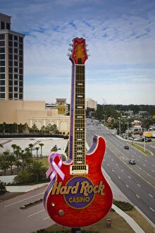 Images Dated 14th January 2010: USA, Mississippi, Biloxi, Hard Rock and Beau Rivage Casinos, high angle view, Beach
