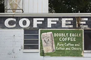 Mississippi Prints: USA, Mississippi, Natchez, old coffee company wall mural