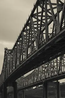 Mississippi River Prints: USA, Mississippi, Natchez, Rt. 65 and 84 bridges over Mississippi River