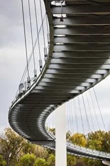 Missouri River Prints: USA, Nebraska, Omaha, Bob Kerrey Pedestrian Bridge across the Missouri River