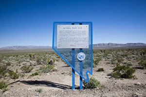 Images Dated 31st August 2011: USA, Nevada, Great Basin, Mercury, Nevada Test Site sign, site of mid-twentieth century