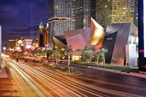Nevada Collection: USA, Nevada, Las Vegas, The Las Vegas Strip at night near the city center development