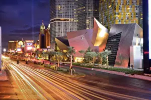 Traffic Prints: USA, Nevada, Las Vegas, The Las Vegas Strip at night near the city center development