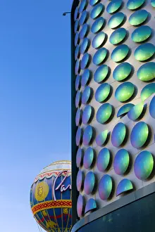 USA, Nevada, Las Vegas, The Strip, Planet Hollywood facade and Paris Las Vegas Balloon