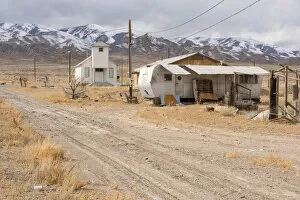 Images Dated 22nd March 2017: USA, Nevada, Luning, Pax Americana, Church and trailer in the desert