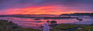 Annisquam Prints: USA, New England, Cape Ann, Massachusetts, Annisquam, pier at sunset o the Annisquam