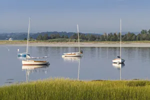 USA, New England, Cape Ann, Massachusetts, Annisquam, Annisquam River, sailing boats