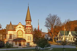 USA, New England, Indian Summer, East, Vermont, Ludlow, baptist Church