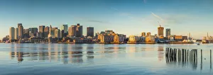USA, New England, Massachusetts, Boston, city skyline from Boston Harbor