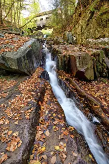 Creek Prints: USA, New England, Massachusetts, Berkshires, Mohawk Trail, Charlemont, Mill Creek Bridge