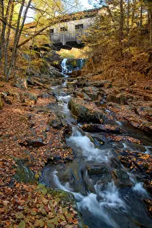 Creek Prints: USA, New England, Massachusetts, Berkshires, Mohawk Trail, Charlemont, Mill Creek Bridge