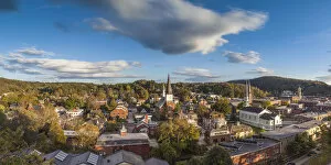 Images Dated 4th October 2017: USA, New England, Vermont, Montpelier, elevated town view, sunset