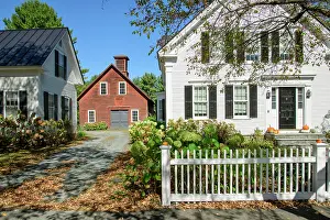 Small Town Prints: USA, New England, Vermont, Windsor County, Woodstock, white picked fence