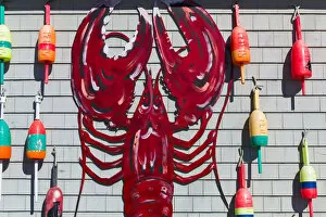Images Dated 22nd July 2014: USA, New Hampshire, Rye, seafood shack, Lobster art