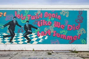 USA, New Jersey, The Jersey Shore, Wildwoods, 1950s-1960s rock and roll history, mural