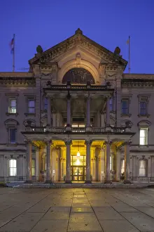 State House Prints: USA, New Jersey, Trenton, New Jersey State Capitol, dusk