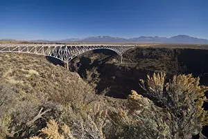 Taos Prints: USA, New Mexico, near Taos, Rio Grande Gorge Bridge & US Route 64