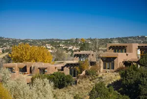 Adobe Gallery: USA, New Mexico, Santa Fe, Houses in traditional adobe style