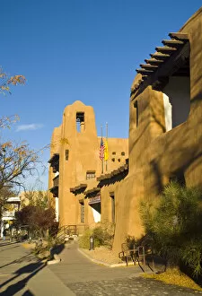 USA, New Mexico, Santa Fe, New Mexico Museum of Art, Traditional adobe construction