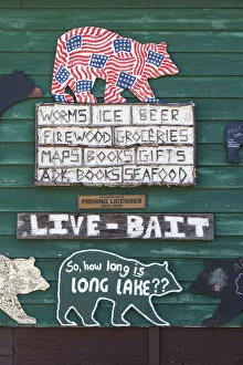 USA, New York, Adirondack Mountains, Long Lake, Hosss outdoor supply store, detail