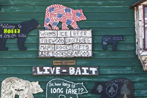Supply Prints: USA, New York, Adirondack Mountains, Long Lake, Hosss outdoor supply store, detail