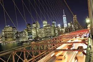 Images Dated 3rd November 2015: USA, New York City, Brooklyn Bridge and Lower Manhattan Skyline