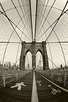 Brooklyn Bridge Gallery: USA, New York City, Manhattan, Brooklyn Bridge at dawn