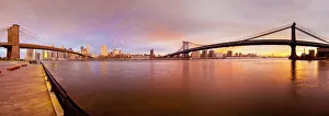 Images Dated 5th December 2011: USA, New York City, Manhattan, The Brooklyn and Manhattan Bridges spanning the East river