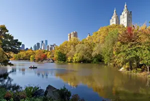 USA, New York City, Manhattan, Central Park and buildings along Central Park West