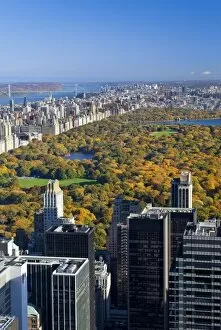 USA, New York City, Manhattan, View of Uptown Manhattan and Central Park from the viewing deck of