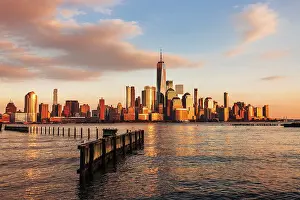 Freedom Tower Prints: USA, New York City, view of the World Trade Center and Lower Manhattan from Jersey City