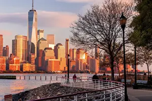 USA, New York City, view of the World Trade Center and Lower Manhattan from Jersey City