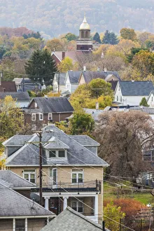 Finger Lakes Prints: USA, New York, Finger Lakes Region, Binghampton, elevated view, autumn