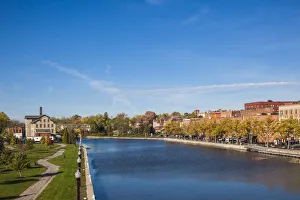 USA, New York, Finger Lakes Region, Seneca Falls, town view