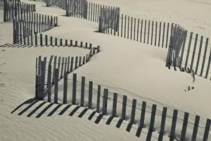USA, New York, Long Island, The Hamptons, Westhampton Beach, beach erosion fence