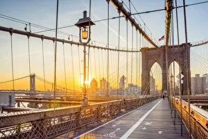 Brooklyn Bridge Gallery: USA, New York, Manhattan, Brooklyn Bridge at Sunrise