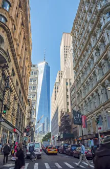 USA, New York, Manhattan, Downtown, Fulton Street, World Trade Center, Freedom Tower