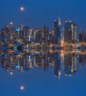 USA, New York, Manhattan, Midtown Skyline seen from New Jersey