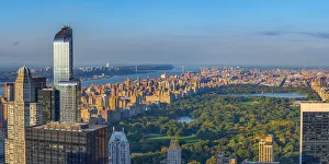 USA, New York, Midtown, Central Park, One57 Building on left