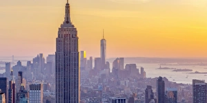 Images Dated 21st October 2015: USA, New York, Midtown and Lower Manhattan, Empire State Building and Freedom Tower